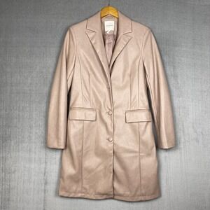 Avec Les Filles Car Coat Womens S Faux Leather Blush Pink Trench Quiet Luxury